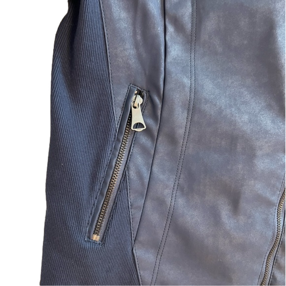 Marc New York Andrew Marc faux leather navy blue collared zip jacket NEW Size S - Picture 10 of 16